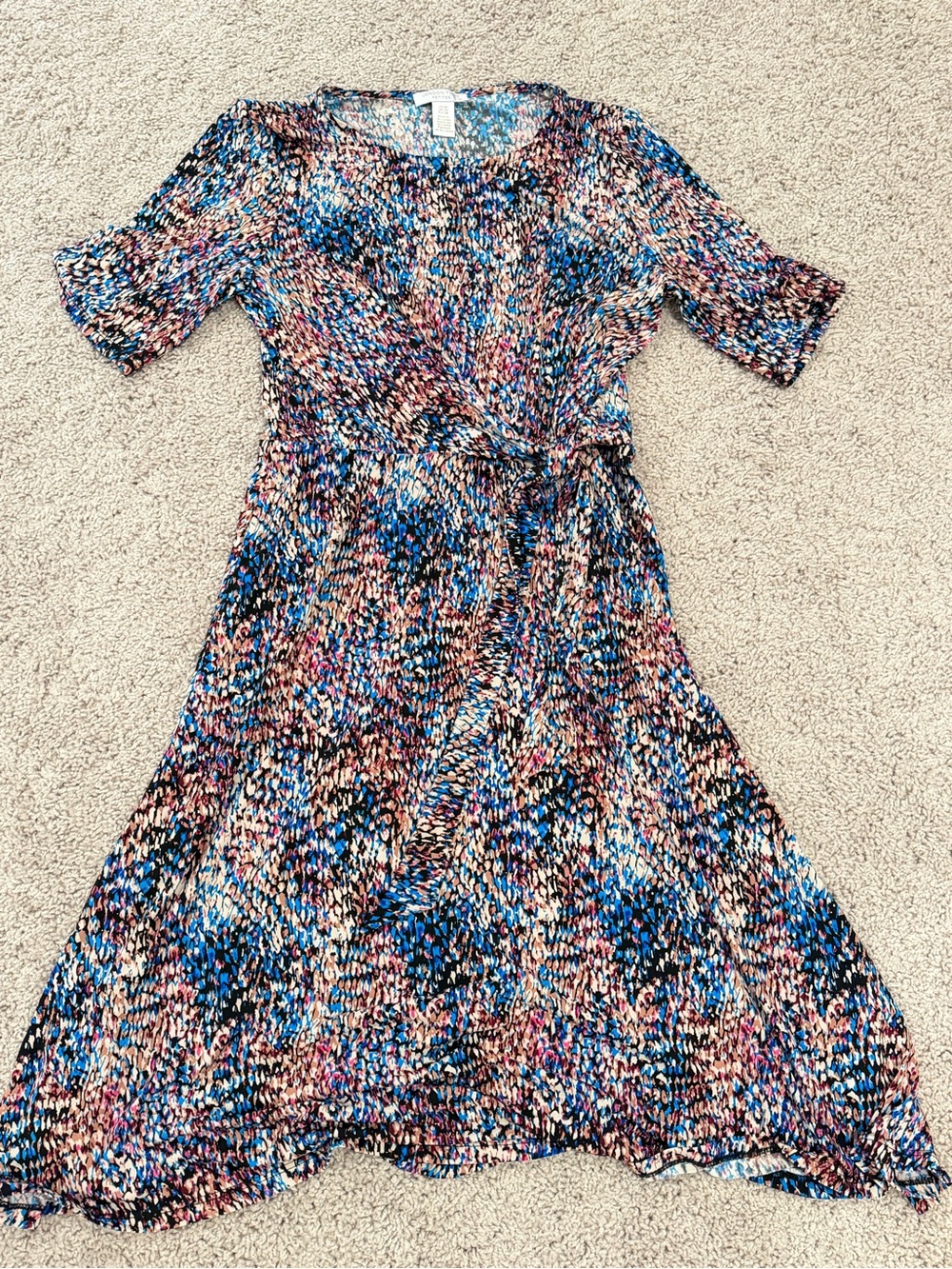 London Times Multicolor Knit Midi Dress in Blue, Pink, Black